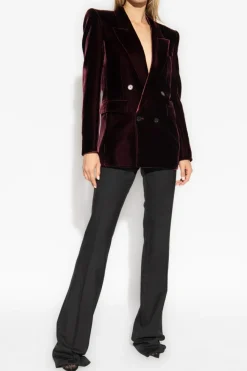 Saint Laurent BURGUNDY Velvet double-breasted blazer