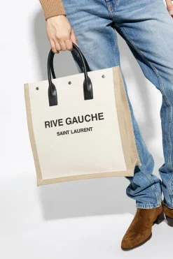 Saint Laurent cream ‘Rive Gauche North/South’ shopper bag