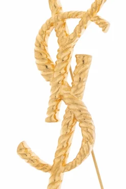 Saint Laurent GOLD Brooch in the shape of logo
