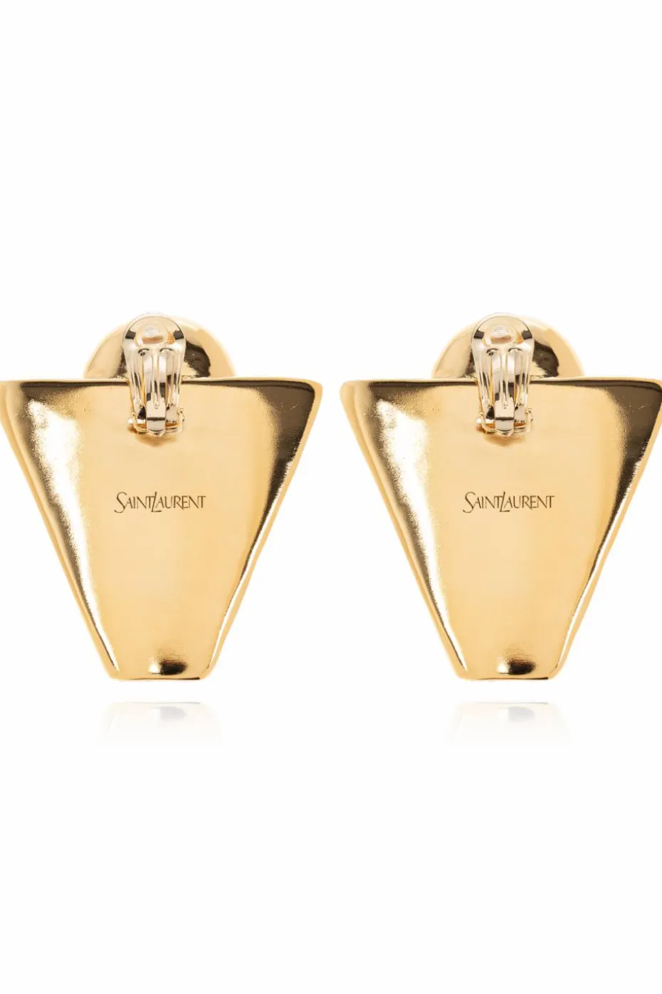 Saint Laurent GOLD Clip-ons with glass pearl