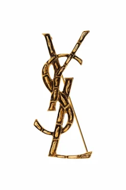 Saint Laurent GOLD Logo brooch