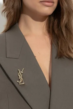 Saint Laurent GOLD Logo-shaped brooch