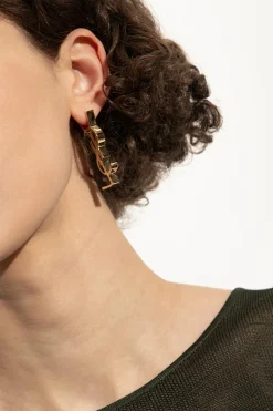 Saint Laurent GOLD Mono earring with logo