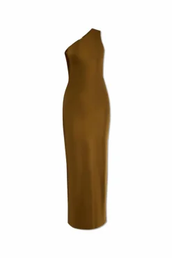 Saint Laurent GREEN Off-the-shoulder Dress