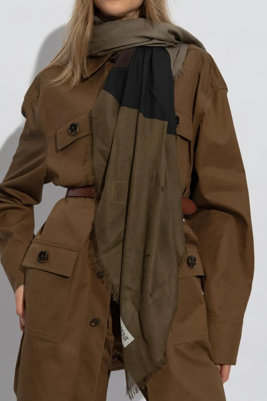 Saint Laurent GREEN Scarf with logo