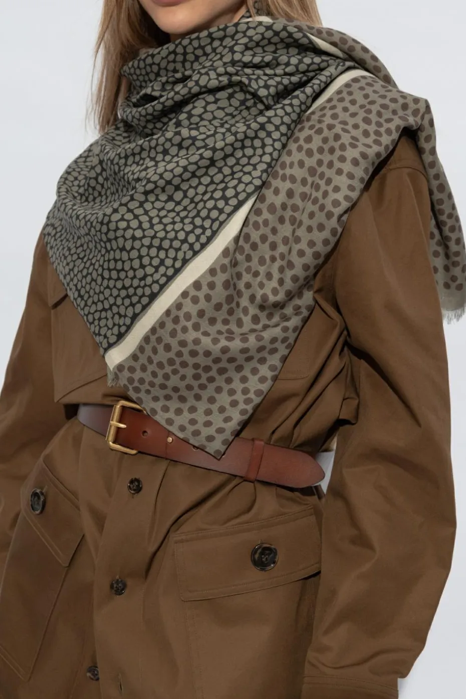 Saint Laurent GREEN Scarf with decorative pattern.