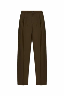 Saint Laurent GREEN Wool pants with creases