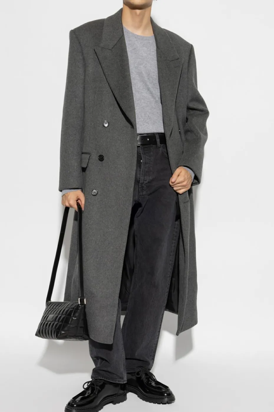 Saint Laurent GREY Cashmere sweater with a round neckline