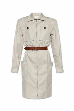 Saint Laurent GREY Dress with a Belt at the Waist