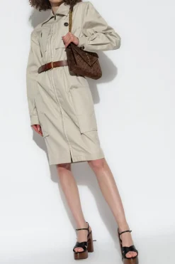 Saint Laurent GREY Dress with a Belt at the Waist