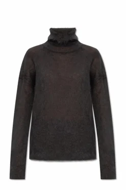 Saint Laurent GREY Mohair-blend turtleneck sweater