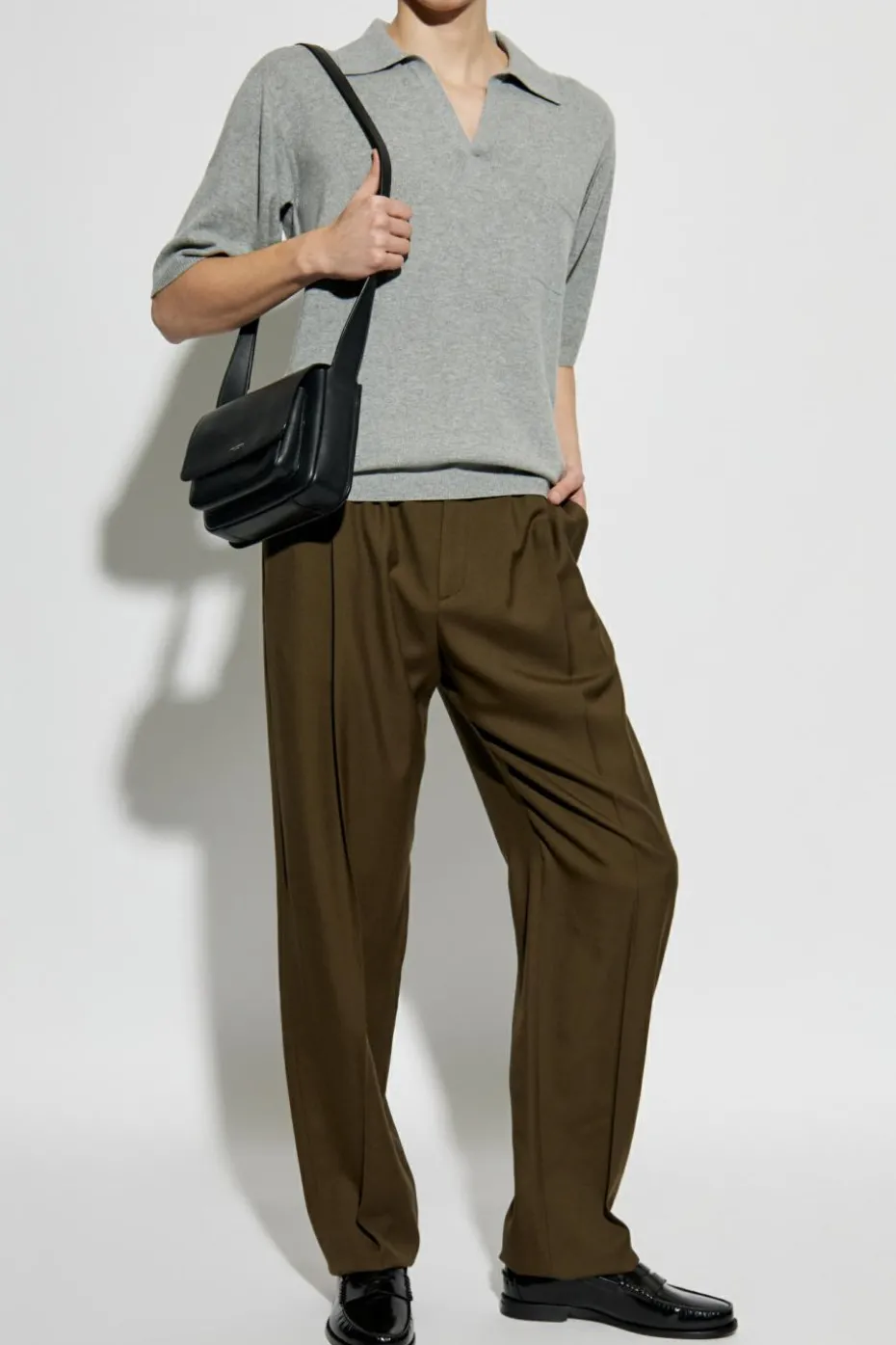 Saint Laurent GREY Wool polo with pocket