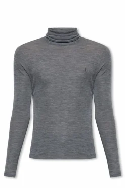 Saint Laurent GREY Wool turtleneck sweater with logo