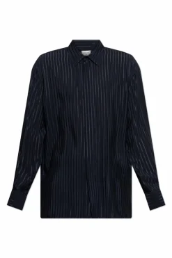 Saint Laurent NAVY BLUE Silk shirt with striped pattern