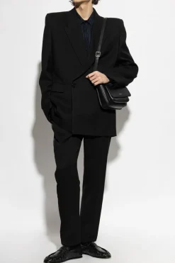Saint Laurent NAVY BLUE Silk shirt with striped pattern