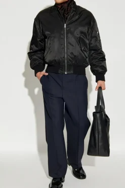 Saint Laurent NAVY BLUE Wool pleated trousers