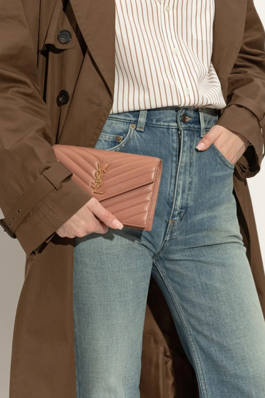 Saint Laurent PINK Wallet Cassandre on a chain