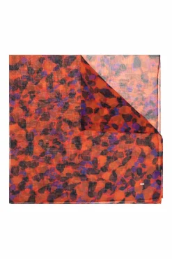 Saint Laurent RED Silk shawl with floral motif