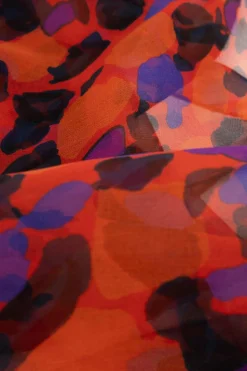 Saint Laurent RED Silk shawl with floral motif