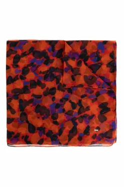 Saint Laurent RED Silk shawl with floral motif