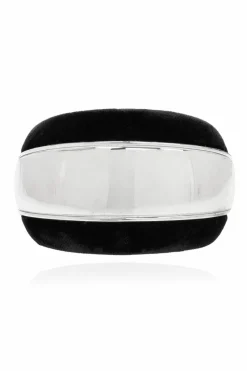Saint Laurent SILVER Velvet-trimmed bracelet