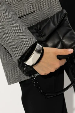 Saint Laurent SILVER Velvet-trimmed bracelet
