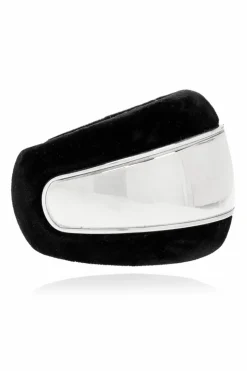 Saint Laurent SILVER Velvet-trimmed bracelet