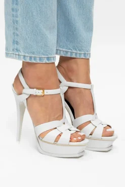 Saint Laurent WHITE ‘Tribute’ platform sandals