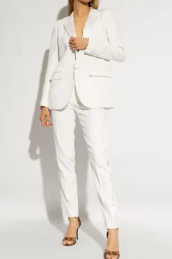 Saint Laurent WHITE Wool pleat-front trousers