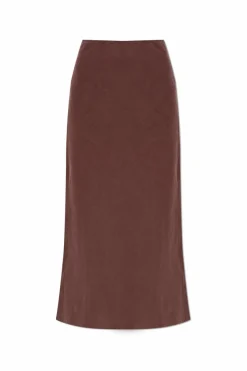 Samsøe Samsøe BROWN Linen skirt `Saagneta`