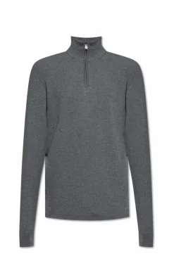 Sease GREY Wool sweater with stand-up collar