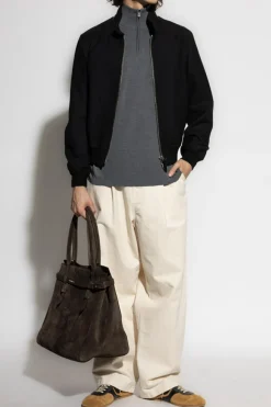 Sease GREY Wool sweater with stand-up collar