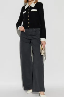Self-Portrait BLACK Cardigan with pockets