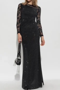 Self-Portrait BLACK Dress with shimmering crystals