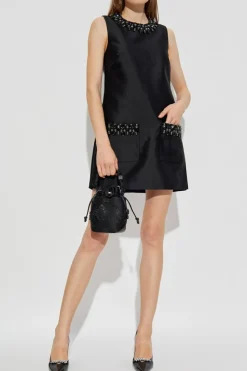 Self-Portrait BLACK Dress with shimmering appliqués