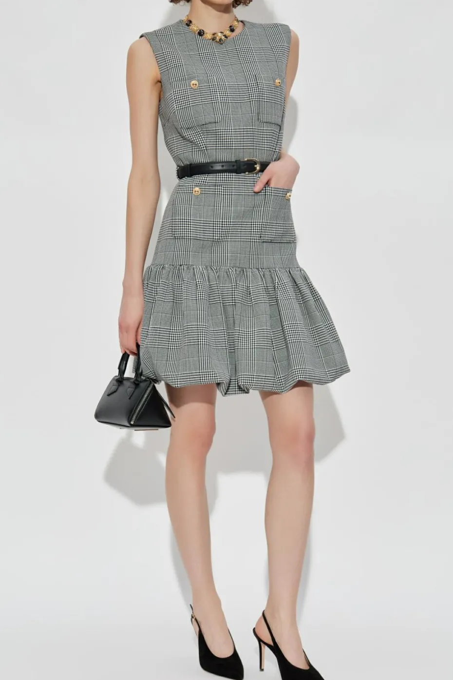 Self-Portrait BLACK Dress with check pattern