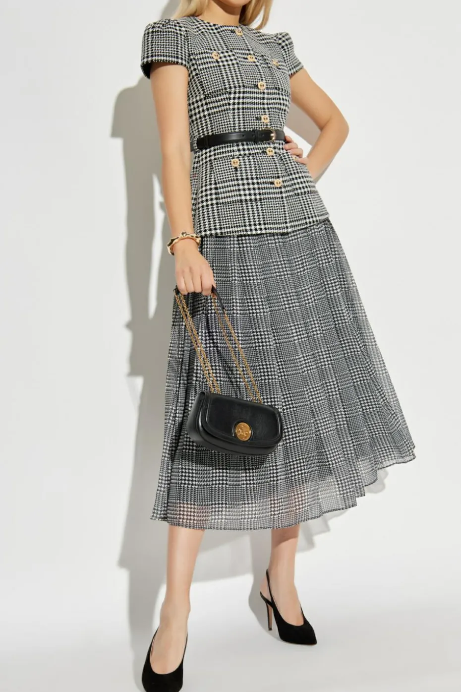 Self-Portrait BLACK Dress with houndstooth pattern