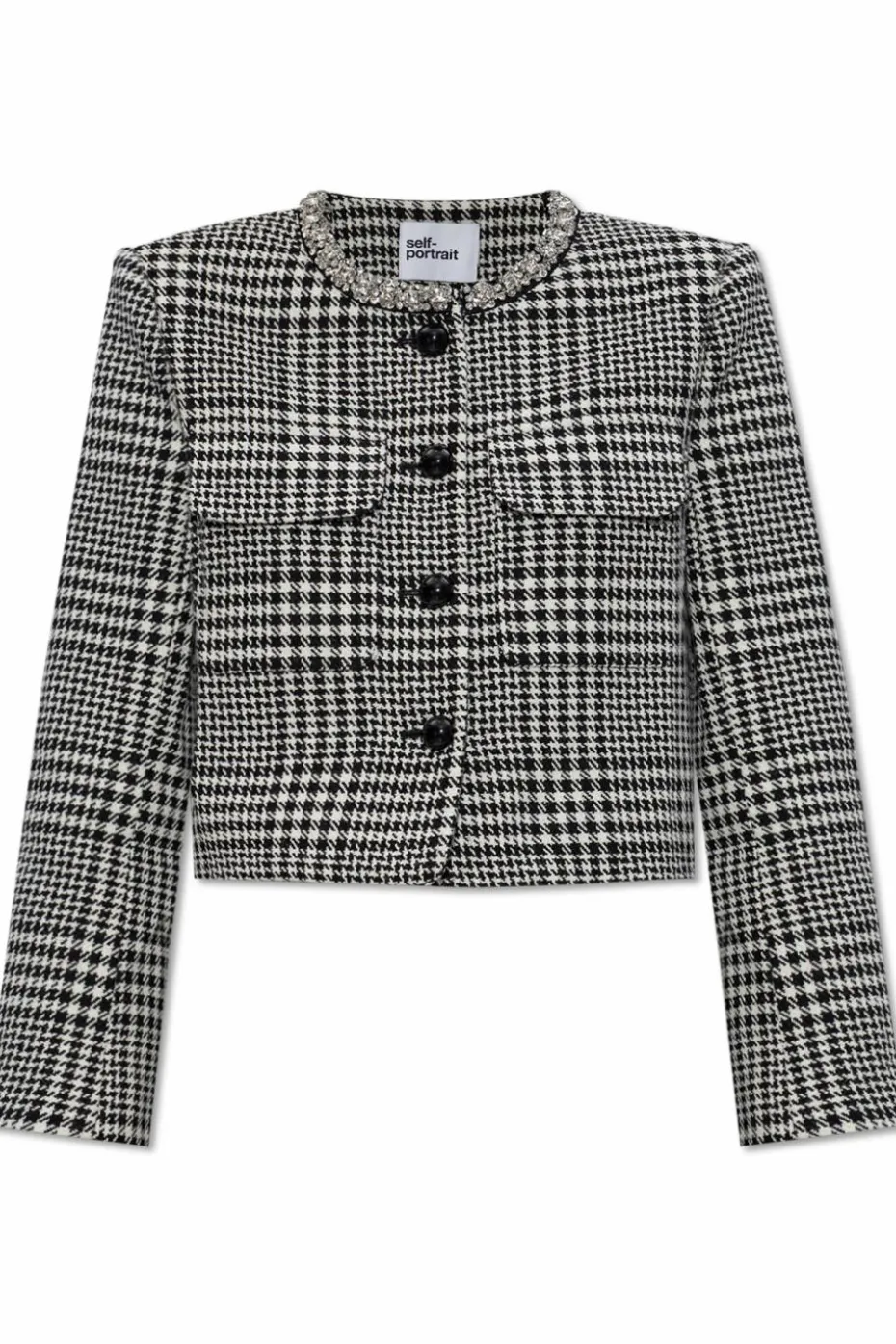 Self-Portrait BLACK Jacket with houndstooth pattern