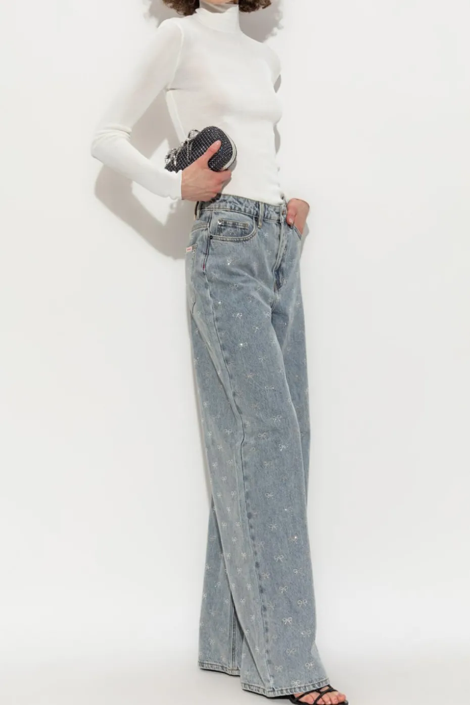 Self-Portrait BLUE Jeans with shimmering appliqués