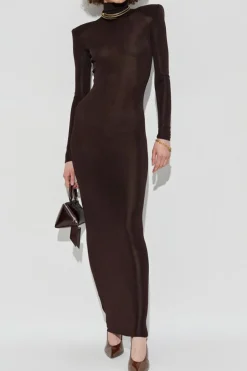 Self-Portrait BROWN Dress with shoulder pads