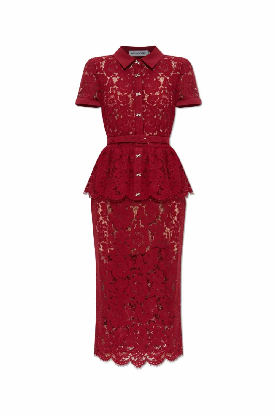 Self-Portrait BURGUNDY Peplum dress