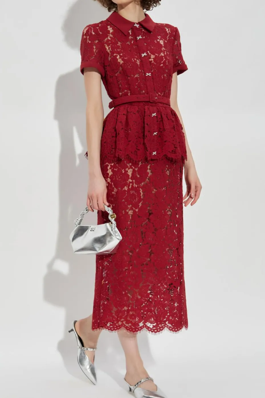 Self-Portrait BURGUNDY Peplum dress