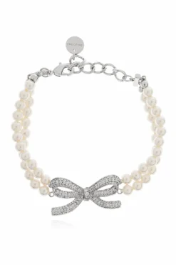 Self-Portrait cream Bracelet with shimmering crystals