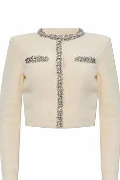 Self-Portrait cream Cardigan with appliquƩs