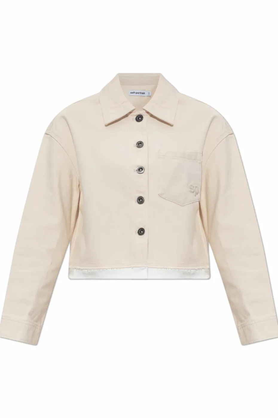 Self-Portrait cream Denim jacket with vintage effect