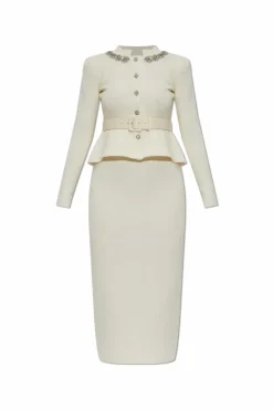 Self-Portrait cream Dress with shimmering crystals