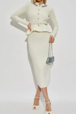 Self-Portrait cream Dress with shimmering crystals