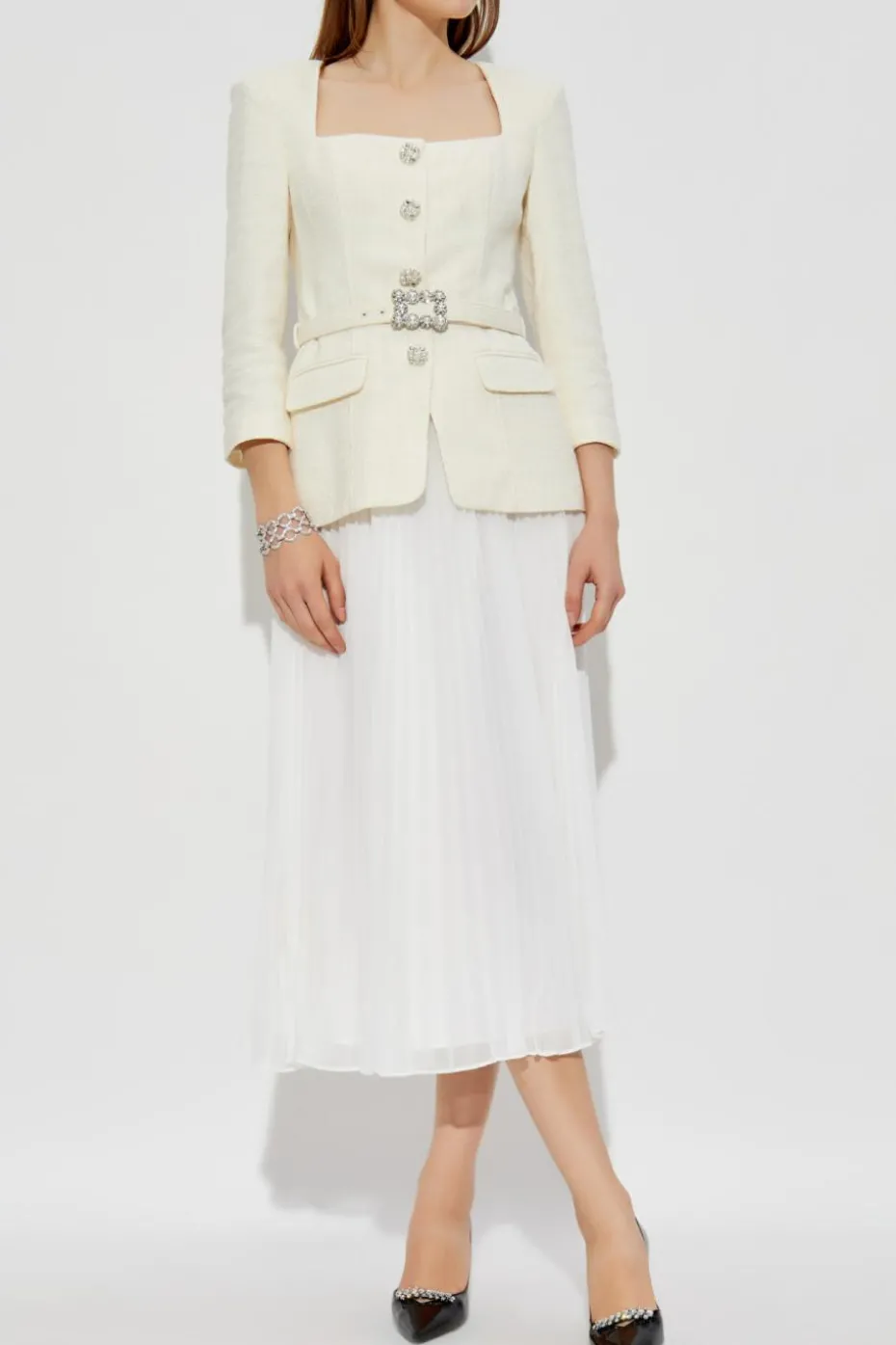 Self-Portrait cream Dress with belt