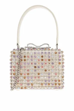 Self-Portrait cream Handbag with shimmering embellishments