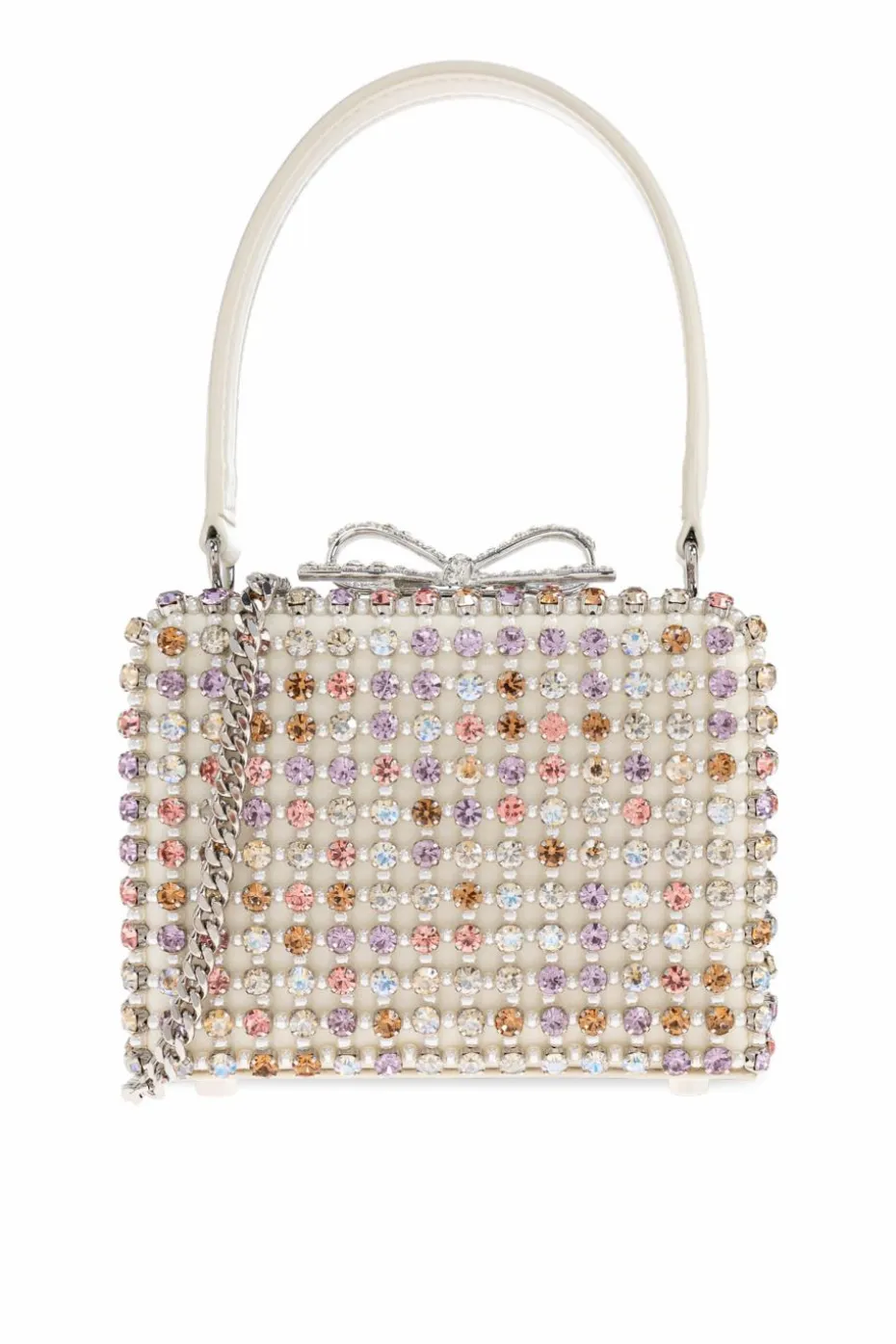 Self-Portrait cream Handbag with shimmering embellishments